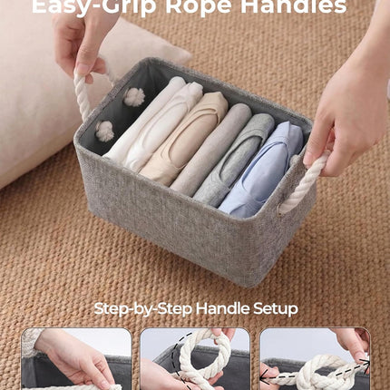 Gray Fabric Storage Cubes for Shelves – Small Organizer for Home & Nursery