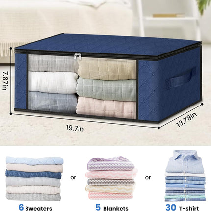 3-Pack Foldable Storage Bags – 35L with Clear Window & Handles, Blue
