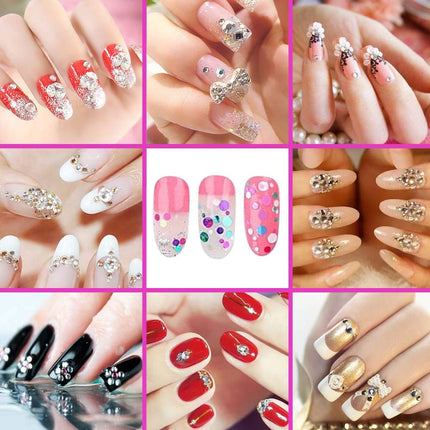 6400-Pc Nail Art Rhinestones Kit, Crystal Gems, Gold Silver Studs with Tools