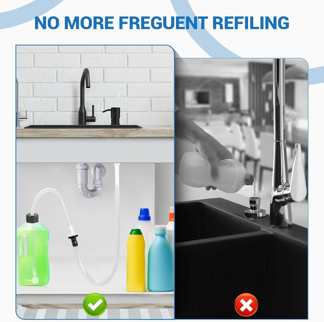 Sink Soap Dispenser Extension Kit – 47" Hose with Check Valve for Preventing Backflow