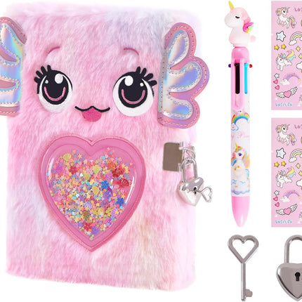 Axolotl Diary for Girls with Lock and Keys Kids Journal Writing Drawing Gift Set