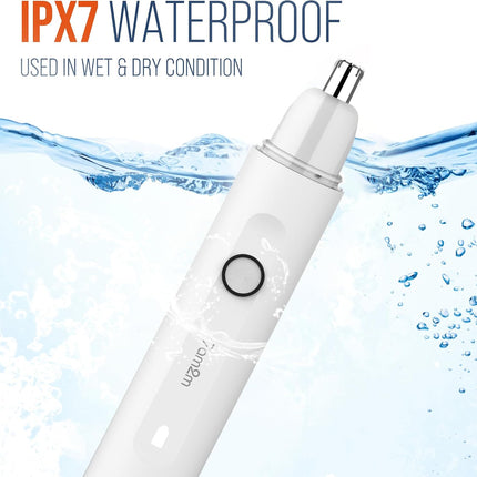 PersonalCare Nose & Ear Hair Trimmer, 9000 RPM, Type-C Rechargeable, Washable Steel Blade, White