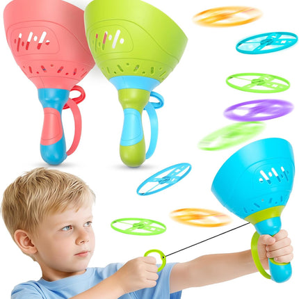 Flying Catch Disc Launcher Game 3 Pack Outdoor Toys for Kids Ages 3-8