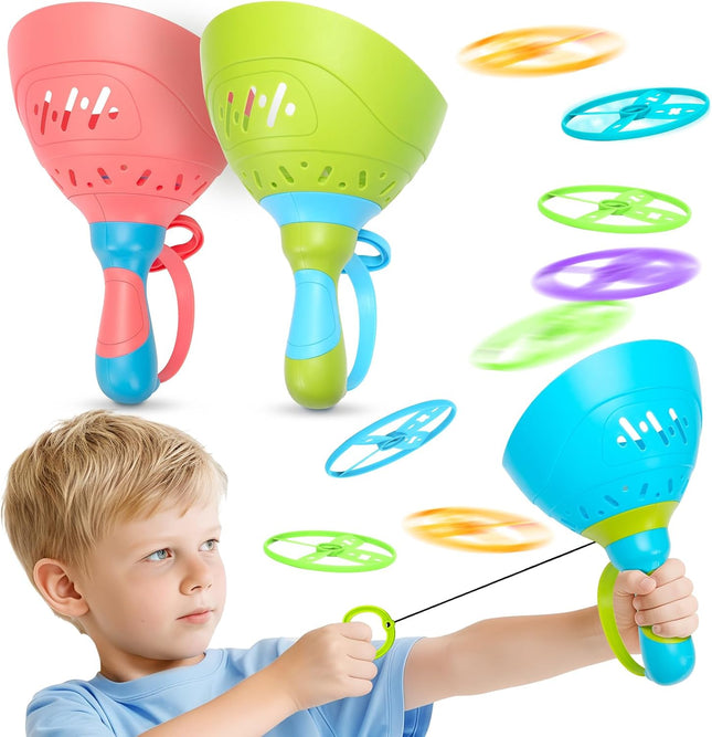 Flying Catch Disc Launcher Game 3 Pack Outdoor Toys for Kids Ages 3-8
