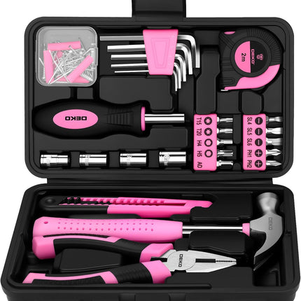 94pc Pink Tool Set with Storage Toolbox Household DIY Hand Tool Kit for Women