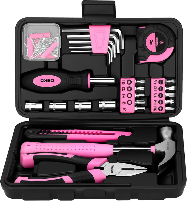 94pc Pink Tool Set with Storage Toolbox Household DIY Hand Tool Kit for Women