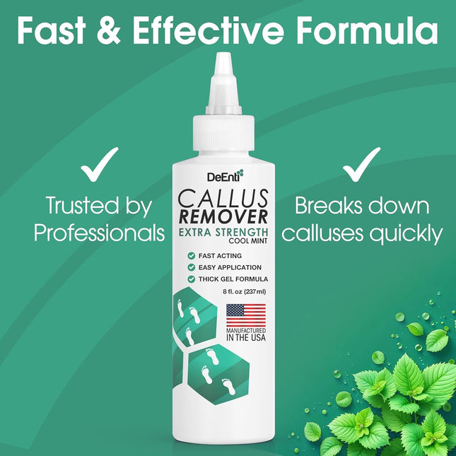 Salon-Grade Callus Remover Gel – 8oz for Feet, Cracked Heels, Dry Skin, Cool Mint