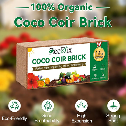 6 Pack Organic Coco Coir Bricks for Plants Compressed Coconut Husk Potting Soil Growing Mix