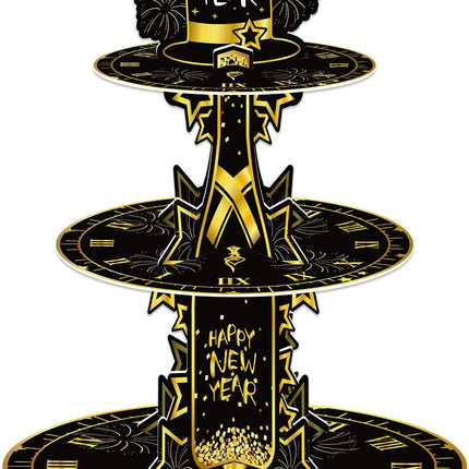 2025 Happy New Year 3-Tier Cupcake Stand Round Cake Stand Party Decor