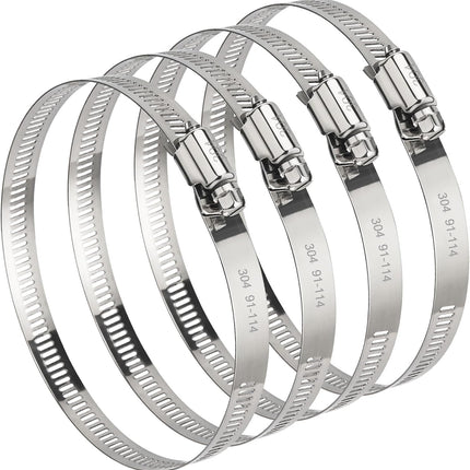 4 Pack 4 Inch Stainless Steel Hose Clamps Adjustable Worm Gear 3.5 to 4.3 Inch