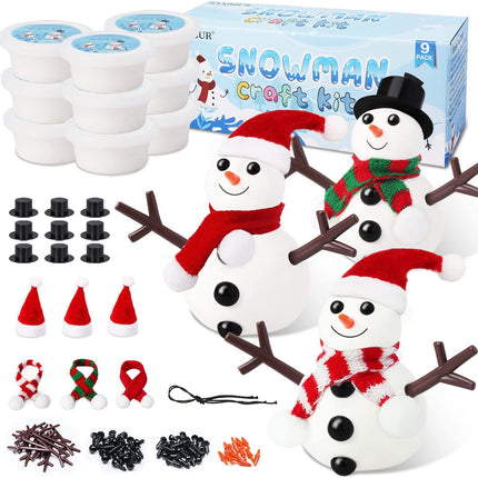 9-Pack Build a Snowman Kit – DIY Modeling Clay Christmas Crafts for Kids