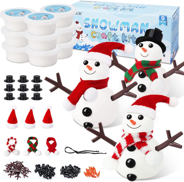 9-Pack Build a Snowman Kit – DIY Modeling Clay Christmas Crafts for Kids