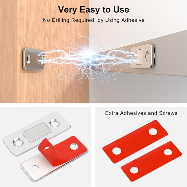 Ultra Thin Cabinet Magnetic Catch – 4-Pack for Kitchen & Closet Doors