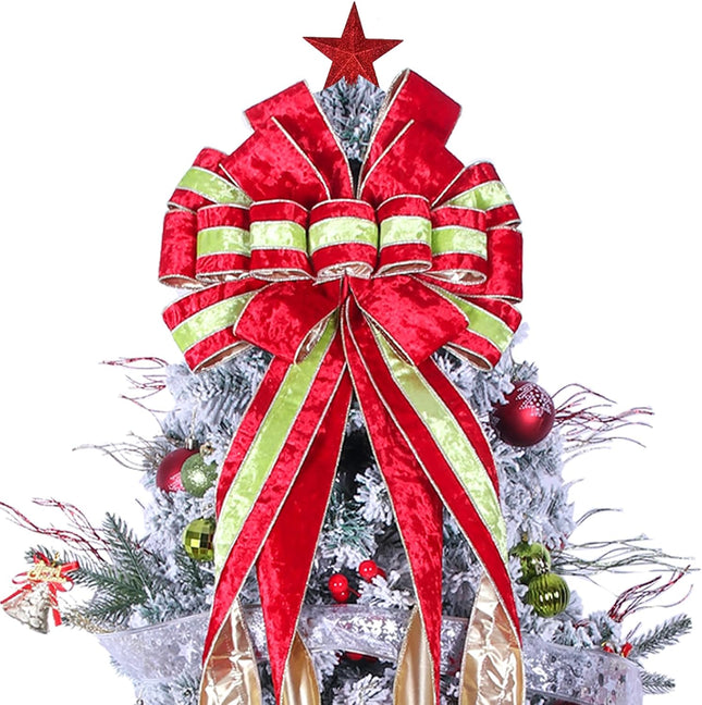 Extra Large Christmas Tree Topper Bow 52"x13" for Holiday & Wedding Decor