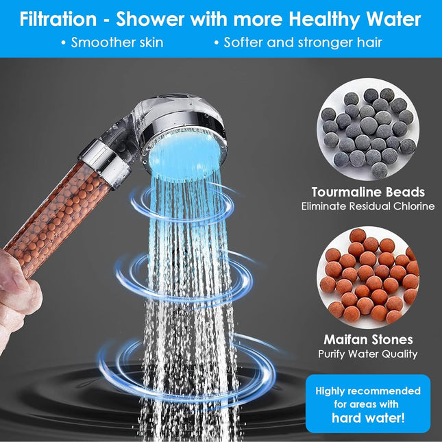 7-Color Changing LED Shower Head – High Pressure, Filtration Beads (No Hose, No Bracket)