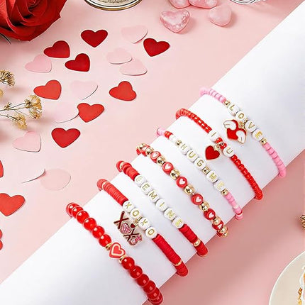 7 Pcs Valentine’s Day, Halloween & Christmas Bracelets: Stackable Friendship Jewelry