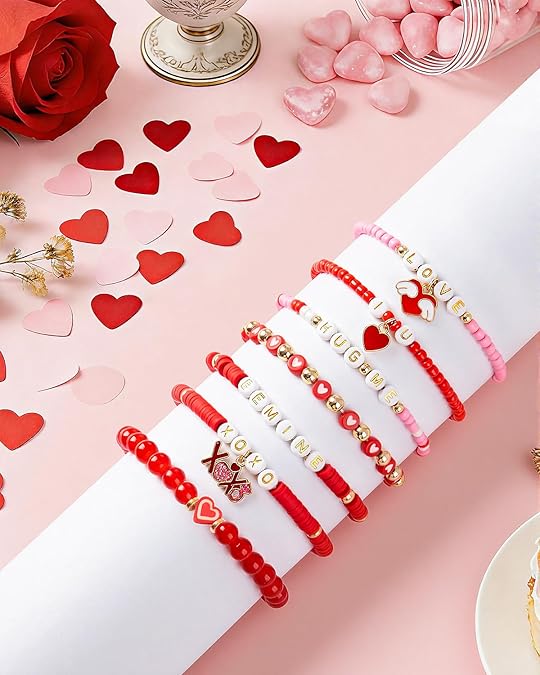 7 Pcs Valentine’s Day, Halloween & Christmas Bracelets: Stackable Friendship Jewelry