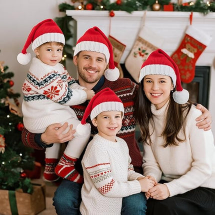 Santa Hat Christmas Beanie – Red Knitted Xmas Party Hat for Adults, Women, and Men