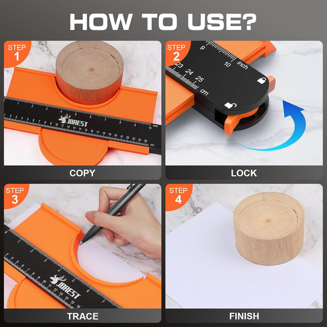 10" Locking Contour Gauge – Angle & Shape Measuring Tool for Handyman & DIY
