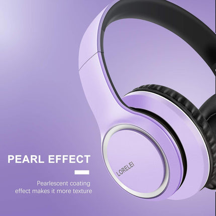 Over-Ear Wired Headphones with Mic Foldable Lightweight 3.5mm Dark Purple