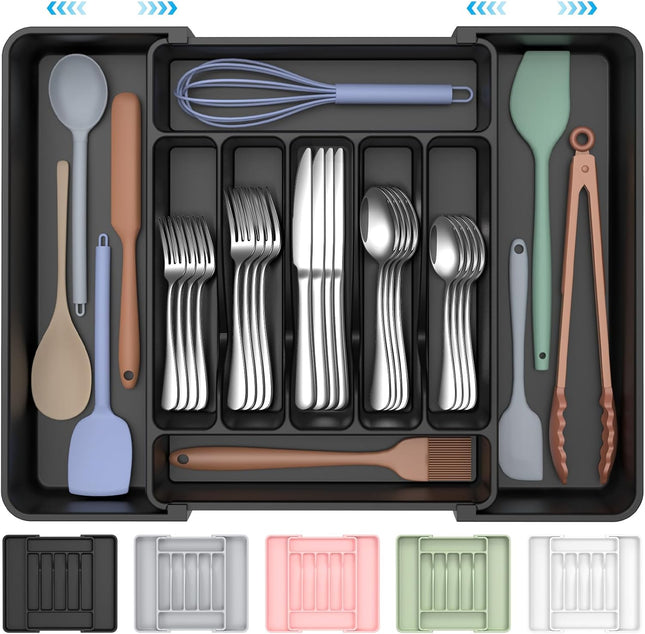 Extra Large Expandable Silverware Organizer – BPA-Free, Adjustable Utensil Holder for Kitchen