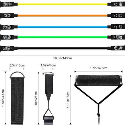 Resistance Bands Set with Handles, Door Anchor, and Ankle Straps for Home Fitness