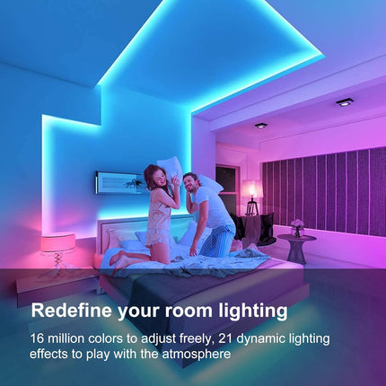 100ft RGB LED Strip Lights – Music Sync, Bluetooth, App & Remote Control