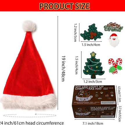 DIY Christmas Hat Set – Santa Hats with LED Lights, Stickers & Ornaments