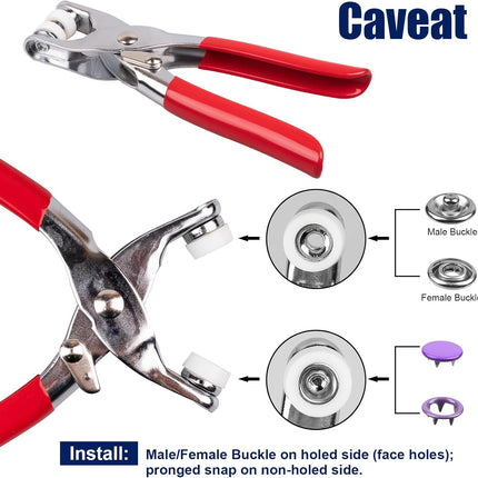 200 Set Snap Button Kit 9.5mm with Pliers Tool for Sewing DIY Crafts