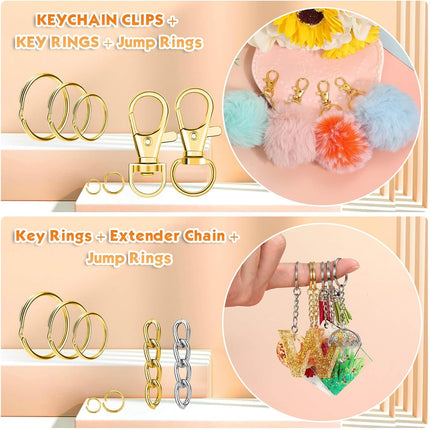 Keychain Making Kit – Key Rings, Hooks, Lobster Clasps & Jewelry Craft Supplies
