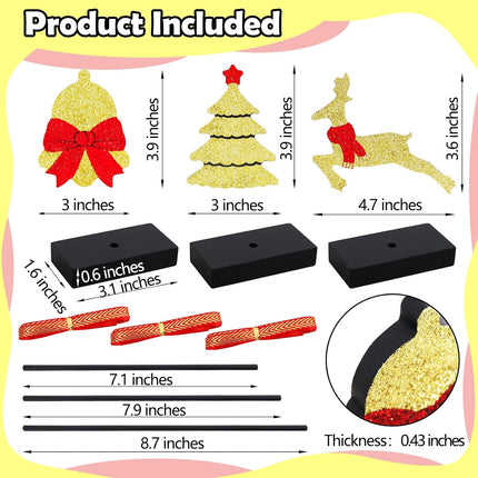 2025 Christmas Table Signs – Red Gold Glitter Wooden Centerpieces for Home & Party