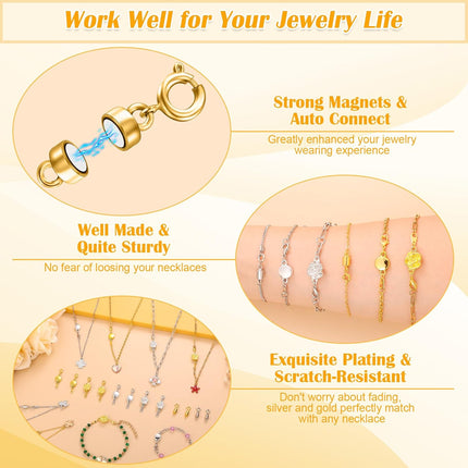 18PCS Magnetic Necklace Clasps Set 3 Styles Jewelry Connectors Gold Silver