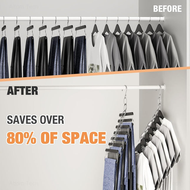 10 Pack Metal Clothing Chain Hangers Space Saving Closet Organizer 7 Holes