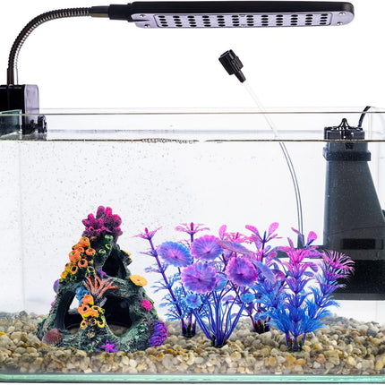 Colourful Aquarium Coral Reef Decoration Set Resin Mountain with 4 Aquatic Plants