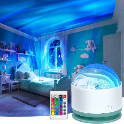 Northern Lights Projector – 16 Colors, Rechargeable, Remote & Dimmable
