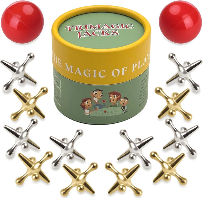 Metal Jacks Game with Ball – Classic Retro Hand-Eye Coordination Toy