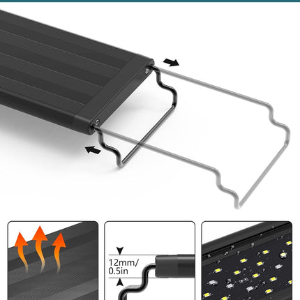 LED Aquarium Light for Plants 12-18 Inch Full Spectrum Fish Tank Light with Timer