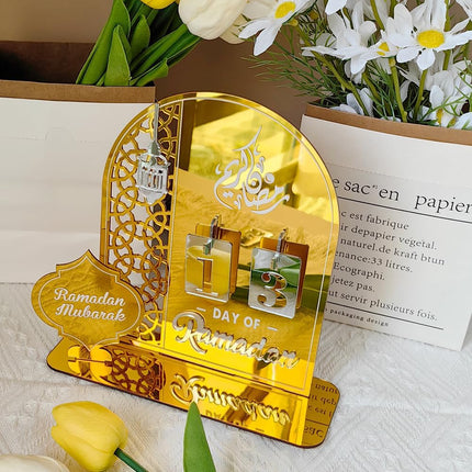 Eid Mubarak Ramadan 2026 Countdown Calendar - Gold Acrylic Tracker & Decor
