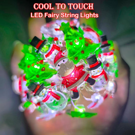 Christmas Lights Decorations – 17ft 50 LED Battery-Operated Lights with Santa, Snowman & Tree