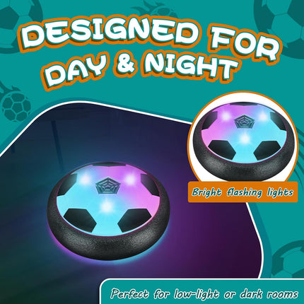 2 Pack Hover Soccer Ball with LED Lights, Foam Bumper and 8 AA Batteries for Kids
