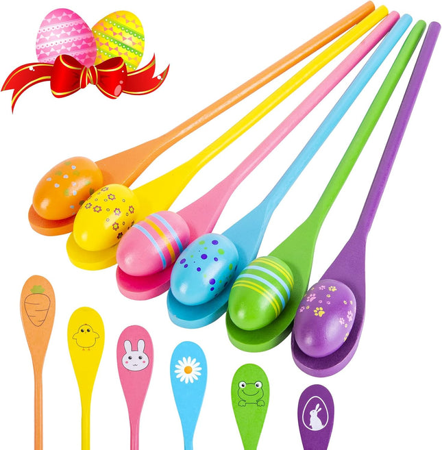 6-Player Easter Egg & Spoon Race Game – Kids Party Favor & Lawn Game Set
