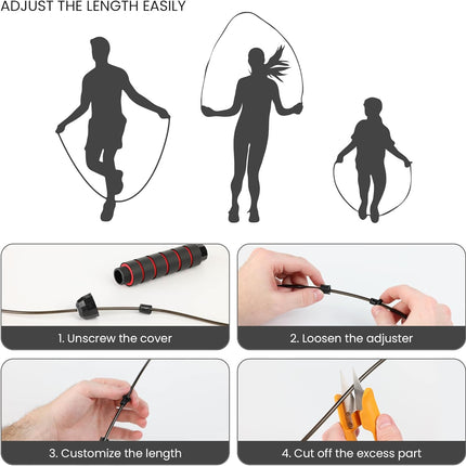 Adjustable Jump Rope for Workout with Foam Handles for Kids and Adults