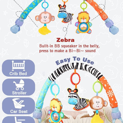Baby Stroller & Car Seat Arch Toys – Adjustable Hanging Toy Bar Zebra