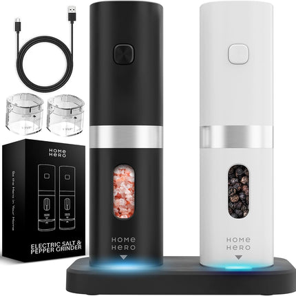 2-Piece Electric Salt & Pepper Shaker Set – Rechargeable with LED Light