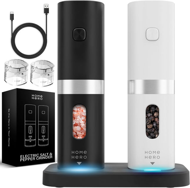 2-Piece Electric Salt & Pepper Shaker Set – Rechargeable with LED Light