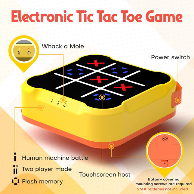 Tic Tac Toe Bolt Game Handheld Electronic Puzzle Travel Game for Kids