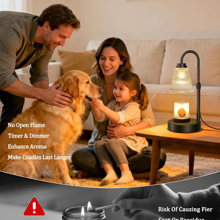 Candle Warmer with Timer, Dimmable Light & Adjustable Height – Home Decor Gift