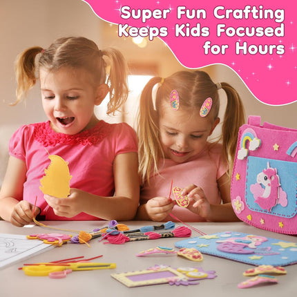 Girl Sewing Kit for Kids – 10 Easy Felt Crafts with Instructions, Ages 6–12