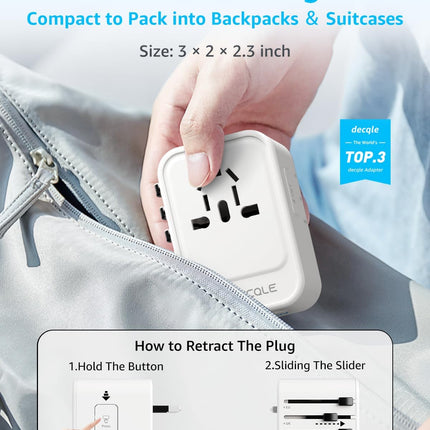 Portable Universal Travel Adapter – USB-C 20W PD & USB-A for Worldwide Use