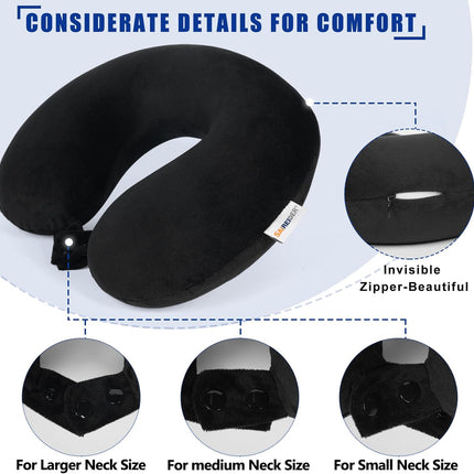 Pure Memory Foam Travel Pillow – Neck Support Cushion for Airplane, Car & Office